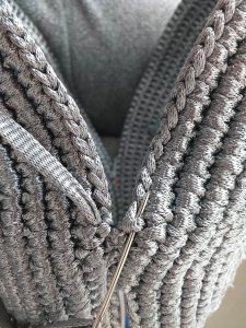 Sewing bag bases with a mattress stitch