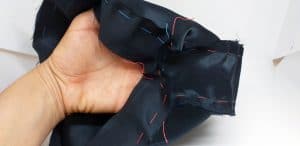 Pieces sewed with a running stitch