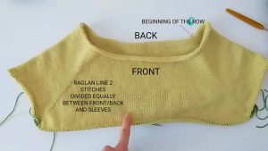 top down raglan sweater front back