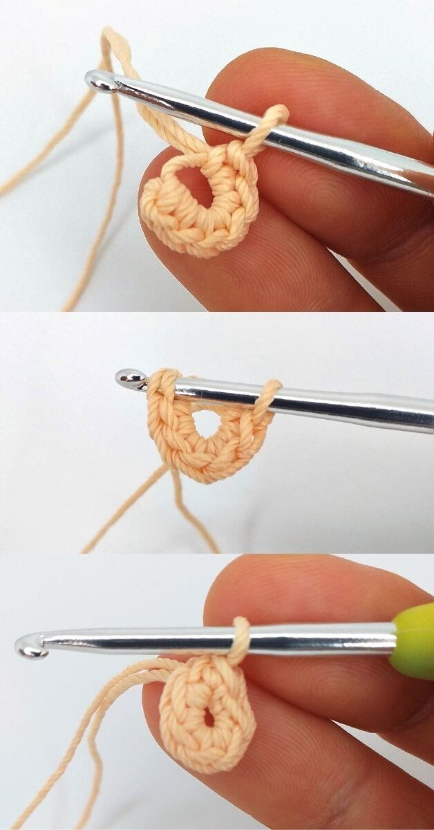 single crochet in the adjustable ring