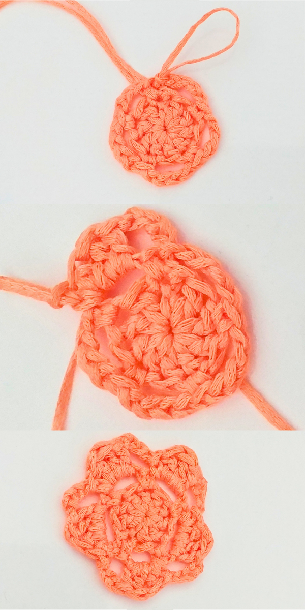 Salmon color crochet flower