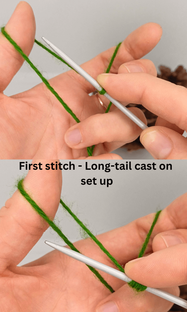 Hands set up as long tail cast on