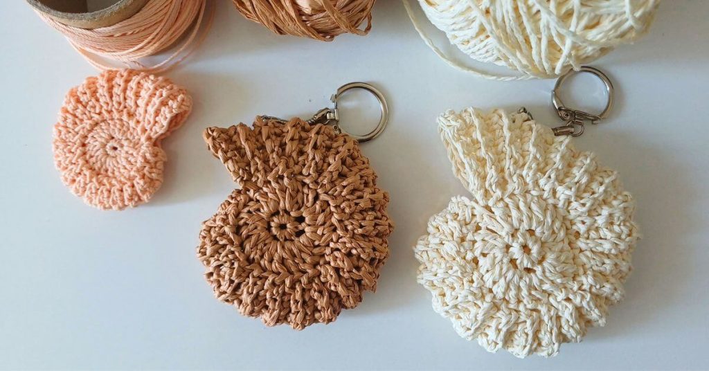 3 different crochet Nautilus seashell keychaind