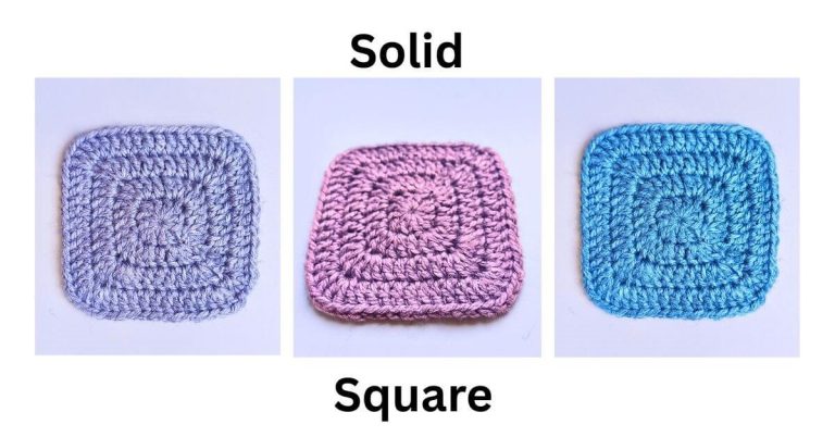 3 crochet squares in different shades