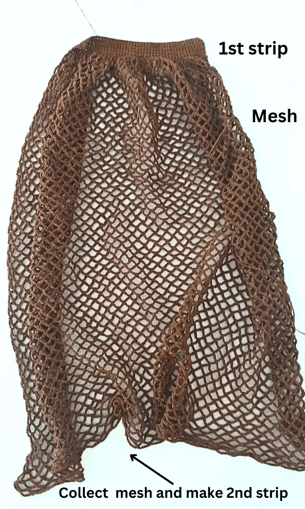 Work in progress brown crochet mesh